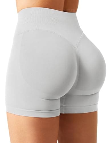 YEOREO SoftHue Women Workout Gym Impact Shorts Hidden Scrunch Butt Lifting 2.5"/3.6"/4.5"/6" Seamless Shorts Beige M - Image 1