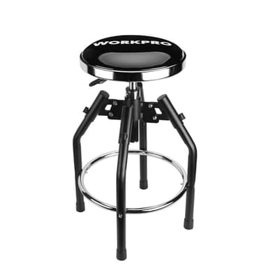 WORKPRO Heavy Duty Adjustable Hydraulic Shop Stool,Garage Bar Stool, 29in to 33.86in, 330-Pound Capacity, Black - Image 1