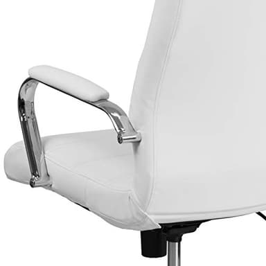 Flash Furniture Whitney High-Back Swivel LeatherSoft Desk Chair with Padded Seat and Armrests, Adjustable Height Padded Office Chair, White/Chrome - Image 13