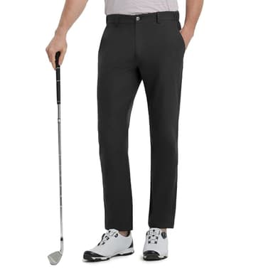 M MAELREG Mens Golf Pants Lightweight Dry Fit Mens Casual Classic Fit Stretch Dress Pants for Men Business Black - Image 6