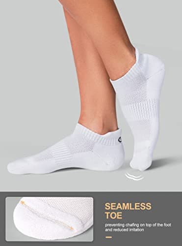 CS CELERSPORT Ankle Athletic Running Socks Low Cut Sport Tab Sock for Men and Women (6 Pairs), Medium, White - Image 3