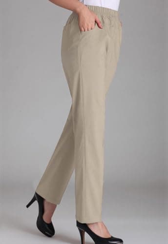 Soojun Womens Summer Elastic Waist Comfy Stretch Pull On Pants, Color Khaki, Large - Image 2