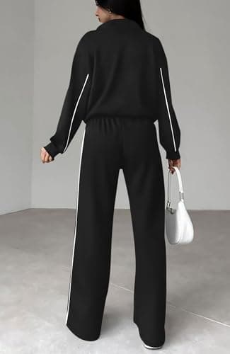 BTFBM Women's Two Piece Tracksuit Fall 2025 Long Sleeve Zip Up Sweatshirt Long Pants Outfits Jogger Sweatsuit Sets(Black,Small) - Image 8