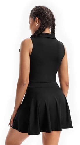 Flowy Athletic Dress for Women Workout Golf Tennis Active Wear Mini Sun Dresses with Shorts Pockets Teen Girls Cute Trendy Clothes Casual Summer Beach Going Out Outfits(Black,S) - Image 3