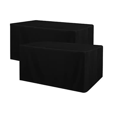 Obstal 2 Pack Black Tablecloth Fitted Table Clothes for 4 Foot Rectangle Tables - Water Resistant Washable Fabric Polyester Rectangle Table Cover for Outdoor/Indoor Uses?48L x 24W x 30H Inches, Black? - Image 9