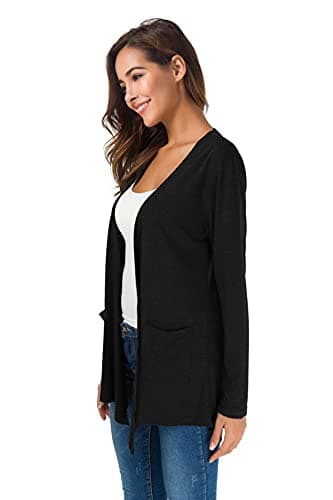 TownCat Cardigans for Women Loose Casual Long Sleeved Open Front Breathable Cardigans with Pockets (Black, XXL) - Image 4
