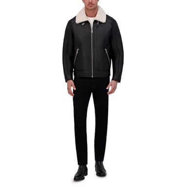 Kenneth Cole Men's Faux Shearling Moto, Black - Image 2
