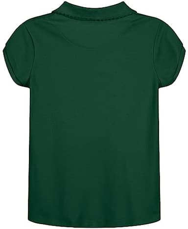 Nautica Girls' School Uniform Short Sleeve Polo Shirt, Button Closure, Soft Pique Fabric, Forest Green, 7 - Image 2