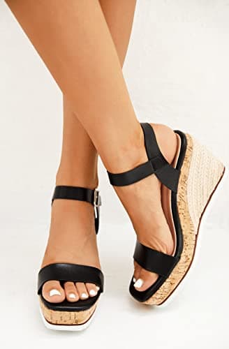 Women's Espadrille Wedge Platform Sandals Open Toe Ankle Buckle Strap Casual Summer Shoes - Image 3
