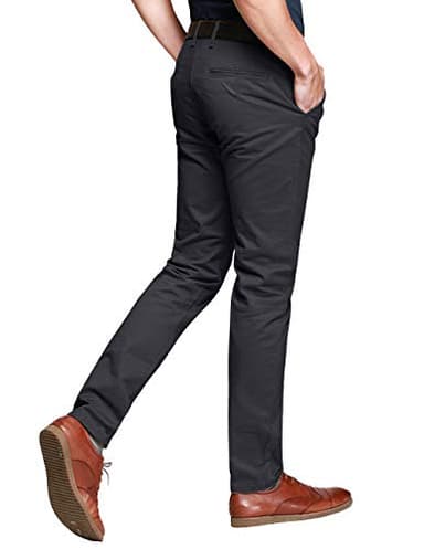 Match Mens Slim Tapered Flat Front Casual Pants (40, Army Gray#2) - Image 2