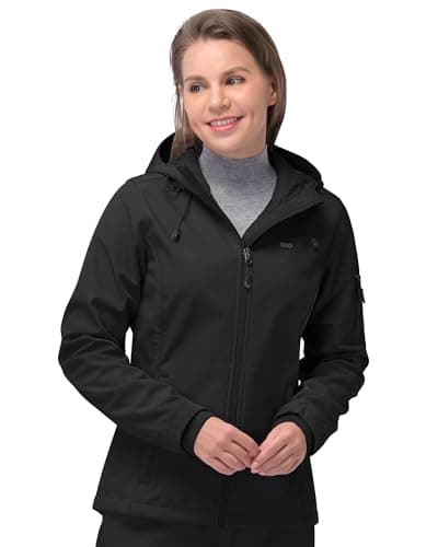 33,000ft Women's Softshell Jacket, Fleece Lined Warm Jacket Light Hooded Windproof Coat for Outdoor Hiking - Image 1