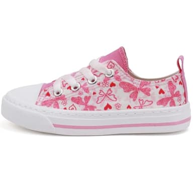 Toandon Toddler Girls Kids Sneakers Walking Shoes Lace Up Lightweight Low Top Adorable Sparkle Printed Butterfly Non-Slip Outdoor Pink Size 9 - Image 5