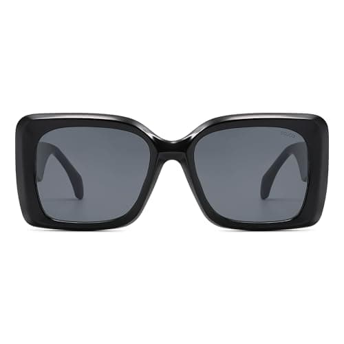 SOJOS Retro Oversized Square Sunglasses for Women Trendy Large Luxury Women's Big Shades SJ2350, Black Frame/Grey Lens - Image 1