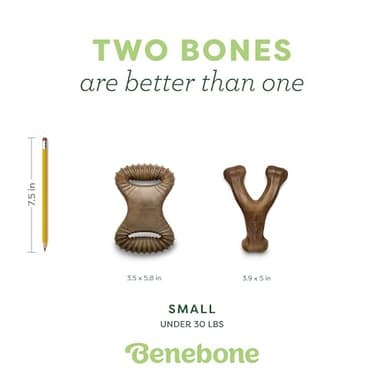 Benebone 2 Count (Pack of 1) Wishbone/Dental Durable Dog Chew Toys, Real Bacon, Made in USA, Small - Image 4