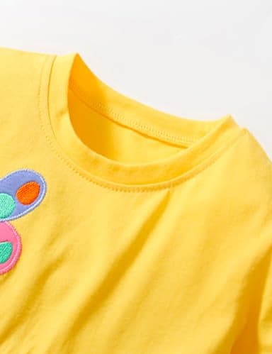 Toddler Little Girl's Summer Dresses Cotton Short Sleeve Sundress Clothes Outfits Casual Clothing Yellow Rainbow Size 6 - Image 3