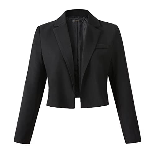 Beninos Womens Long Sleeve Open Front Cropped Blazer Jacket (806 Black, S) - Image 1