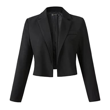 Beninos Womens Long Sleeve Open Front Cropped Blazer Jacket (806 Black, S) - Image 1