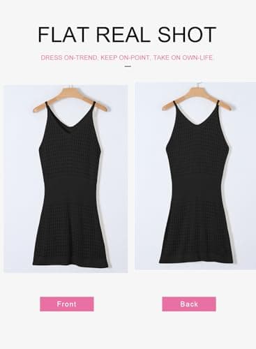 Dokotoo Swimsuit Women Cover Up 2025 Summer Casual Scoop Neck Sleeveless Crochet Hollow Out Womens Spaghetti Straps Knit Dress Beach Sweater Clothes Swimwear Hawaiian Dresses Black X-Large - Image 4