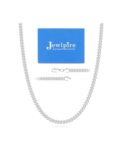 Jewlpire 3.5MM Silver Chain Necklace for Men, Stainless Steel Mens Necklace Cuban Link Chain for Men Sturdy & Comfortable Men's Chain Necklaces, 16 Inch - Image 1