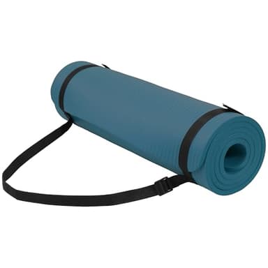 Yoga Mat, 1/2-Inch Extra Thick High Density Exercise Mat, Anti-Tear Exercise Yoga Mat with Carrying Strap, Suitable for Various Yoga Exercises, Navy Blue - Image 1
