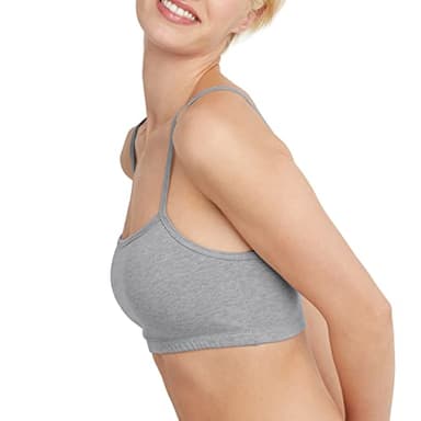 Hanes Womens Cropped Bralette, Breathable Pullover Bra, Crop Top, Solid Or Assorted, 3-pack Bra, Sky Grey Heather/Concrete Heather/White, Large US - Image 3