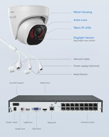 REOLINK 4K PoE Security Camera System Wired, 8pcs 8MP PoE Cameras, Smart Person/Vehicle Detection, 16CH NVR with 4TB HDD, H.265, 24/7 Recording, High Bitrate & Clear Stream, RLK16-800D8 - Image 7