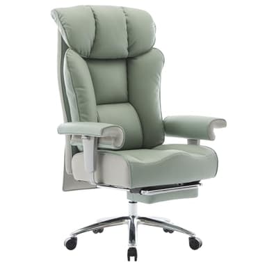 Efomao Big and Tall Green Office Chair 450LBS – Ergonomic High-Back Executive Chair with Footrest, Adjustable Padded Armrests, PU Leather Computer Chair with Lumbar Support for Home or Office，Green - Image 1