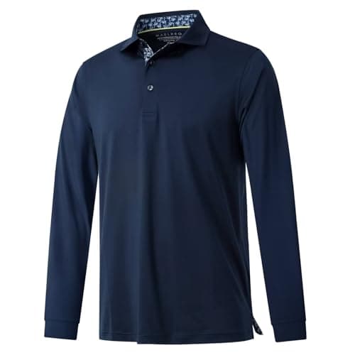 M MAELREG Long Sleeve Golf Shirt Men Performance Tennis Athletic Golf Polo Long Sleeve Shirts for Men Navy - Image 1