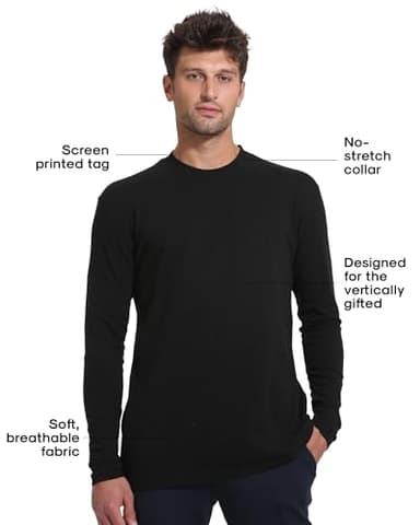 True Classic Long Sleeve Shirts for Men — Mens Long Sleeve Tee-Shirts, Henley Shirts for Men and Waffle-Knit Thermal T-Shirts - Classic Crew Neck - Regular, Pack of 1, Black, XL - Image 2