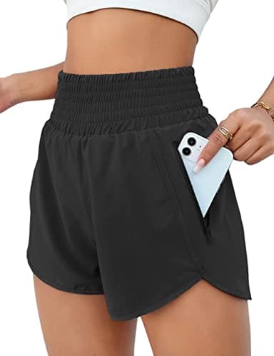 BMJL Women's Athletic Shorts High Waisted Running Short Pocket 2.5" Sporty Shorts Gym Elastic Workout Shorts(M,Black) - Image 1