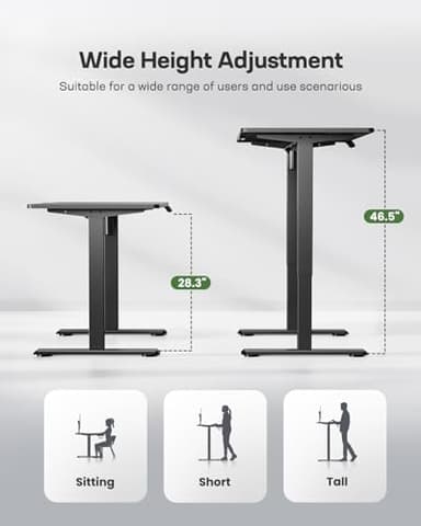 Marsail Standing Home Office Desks,Adjustable Heights Stand Up Desks,48x24 Inches Desktop Sit Stand Gaming Computer Desks for Study,Working,Writing,With 4 Memory Presets,Headphone Hook,Cable Organizer - Image 3