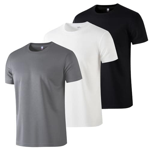 gaulupue 3 Pack Workout Shirts for Men Athletic Running Gym Short Sleeve Tee Shirts for Men (US, Alpha, X-Large, Regular, Regular, Black/White/Grey) - Image 1