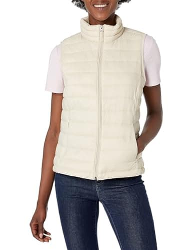 Amazon Essentials Women's Lightweight Water-Resistant Packable Puffer Vest, Stone, Large - Image 1