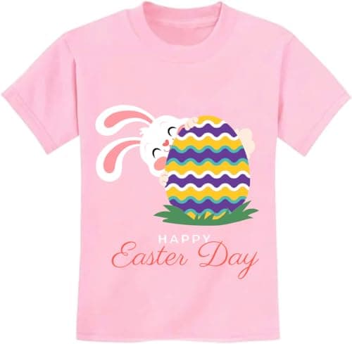 Baby Girl Bunny Shirts Toddler Easter Day T-Shirt Short Sleeve Rabbit Outfit Kids Easter Eggs Tee Top 2T - Image 1