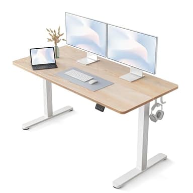 FEZIBO Electric Standing Desk, 55" x 24" Adjustable Height Sit and Stand Desk for Home Office, Ergonomic Workstation Computer Desk,Oak - Image 1