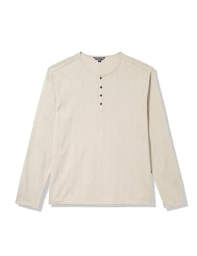 John Varvatos Men's Richard Henley, Almond