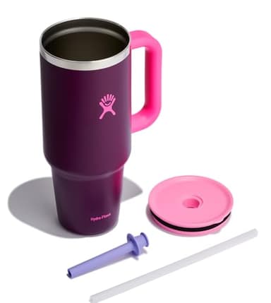 Hydro Flask 40 Oz Travel Tumbler with Handle, Lid and Straw - Insulated Stainless Steel in Sugarplum - Image 10