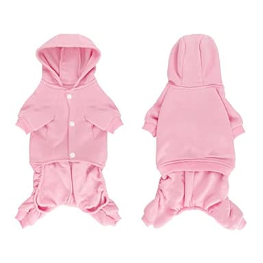 Dog Hoodie, Pet Jumpsuit Fleece Sweatshirt with Buttons, Dog Clothes, Dog Cold Weather Coats, Dog Pajamas, Winter Warm Cotton Puppy Hoodie 4 Legs Dog Clothes for Small Medium Large Dogs Cats Boy Girl - Image 5