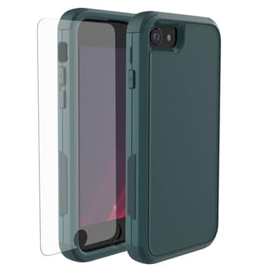 X-belmox Heavy Duty Phone Case for iPhone SE 2022 (3rd Gen) with Glass Screen Protector, 3 in 1 iPhone SE 2020 Case [Shockproof] Rugged Protective [Drop Proof] iPhone 7/8 case 4.7" - Dark Green - Image 1