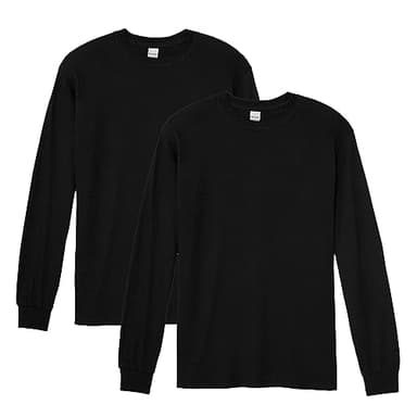 Gildan Men's Heavy Cotton Long Sleeve T-Shirt, Style G5400, 2-Pack, Black, Medium - Image 1