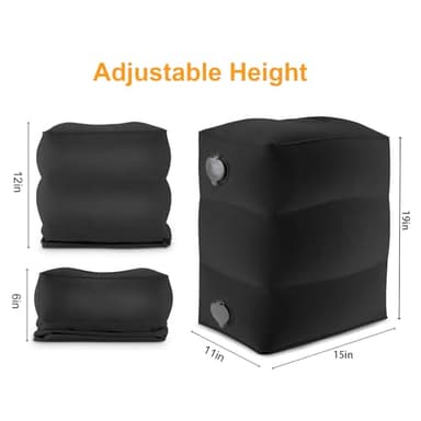 Maliton Inflatable Travel Foot Rest Pillow, Toddler Airplane Bed, Car Seat Foot Rest for Kids, Adjustable Height Leg Rest Pillow for Airplane, Home, Office(Black, 1 Pack) - Image 6