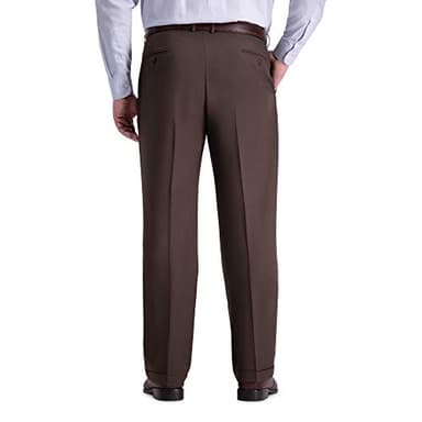 Haggar mens Big & Tall Premium Comfort Classic Fit Pleat Front Dress Pants, Dark Chocolate, 46W x 29L US - Image 3