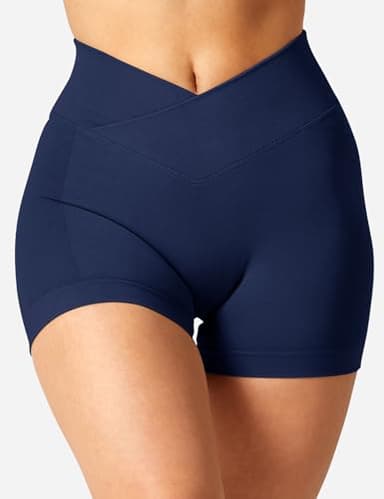 YEOREO Scrunch Workout Shorts Women Butt Lifting 3.5" Seamless V Cross Waist Amplify Shorts Buttery Soft Gym Shorts Navy XX-Large - Image 5
