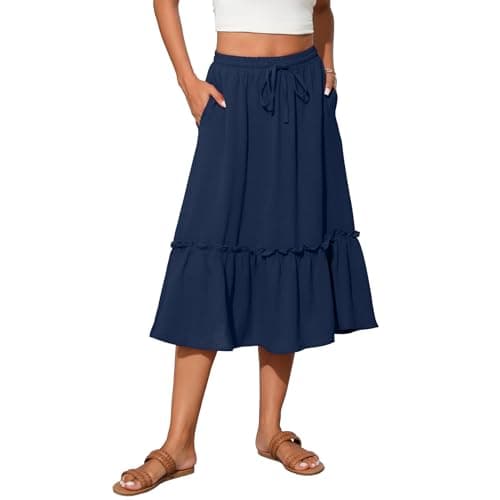 Witsmile Summer Skirts for Women 2025 High Waisted Skirts for Women Vacation Wardrobe Essential(Navy Blue,M) - Image 1