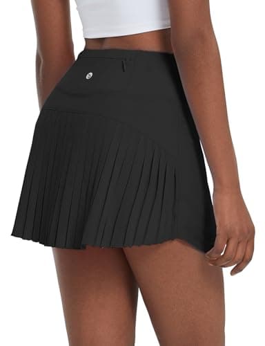 baleaf Pleated Tennis Skirt Skorts Skirts for Woman High Waisted Lightweight Athletic Golf Workout with Shorts Pockets Black Medium - Image 1