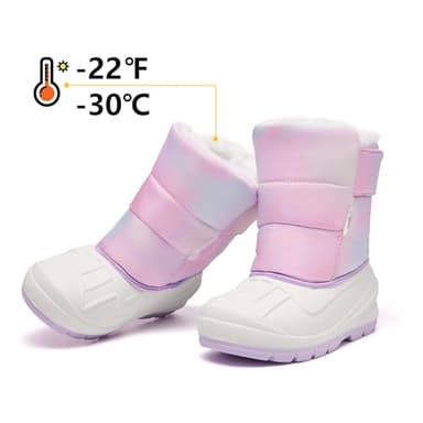 MORENDL Snow Boots Toddler Girl Winter Boots Baby Waterproof Insulated Warm Faux Fur Lightweight Non-Slip Cold Weather Walking Shoes Gradient Pink Size 10 - Image 3