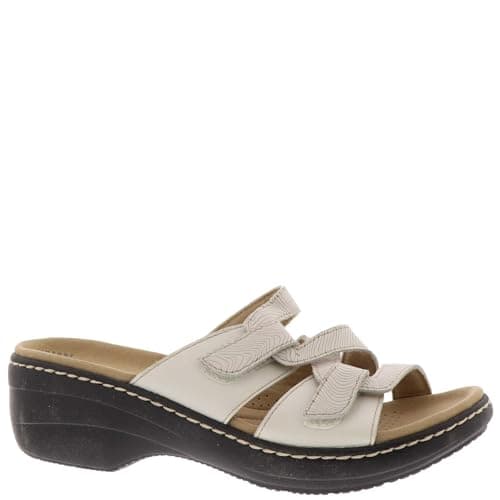 Clarks Collection Women's Merliah Karli Wedge Sandal, White Leather, 6.5 Medium US - Image 1