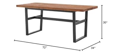Walden Dining Table, Rustic Chestnut Finish, Urban Industrial Farmhouse Style, Cedar Top, Seats 6, Dimensions 72"W x 34"D x 30"H, Sleek Black Legs, Perfect for Family Dinners and Entertaining - Image 3
