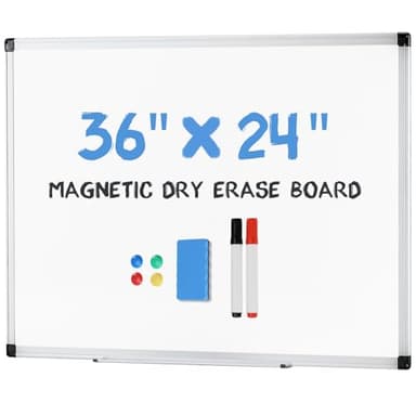 DUMOS Magnetic White Board, 36 X 24 Inches Dry Erase Board for Home Office School,Sliver Reinforced Aluminum Frame - Image 1
