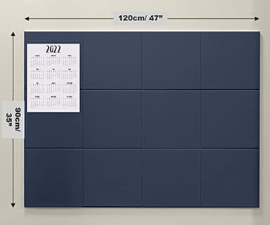 DECORITA Felt Wall Tiles | Large Cork Board Alternative | Aesthetic Felt Bulletin Board for Office, Home & Classroom | Large Cork Boards for Walls Pinboard (12-Pack) | Dark Blue - Image 3